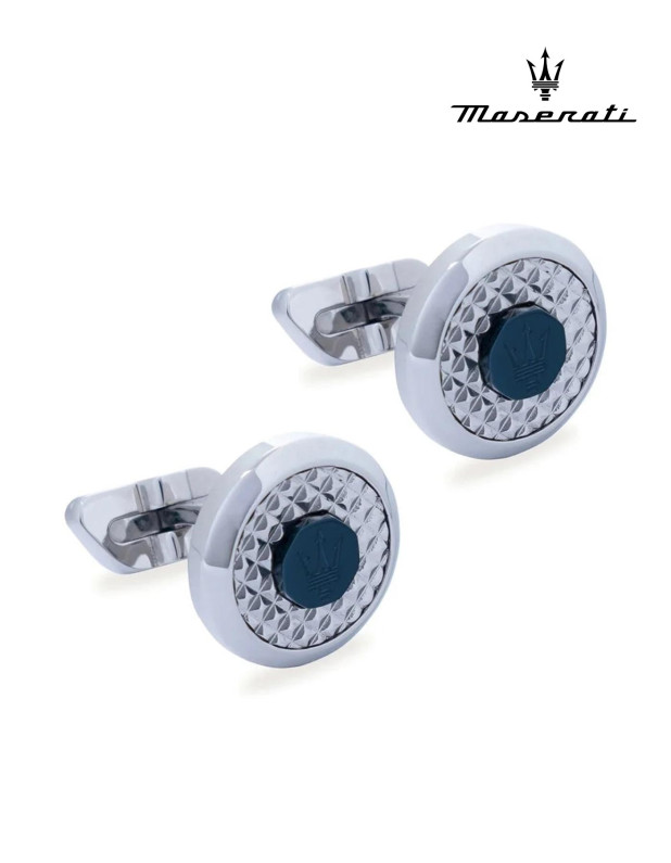 MASERATI J CUFFLINKS IP BLUE LOGO